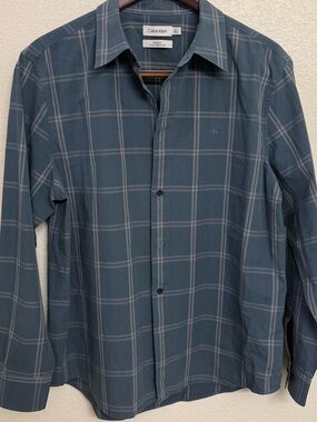 Calvin Klein Blue Plaid Relaxed Fit Shirt